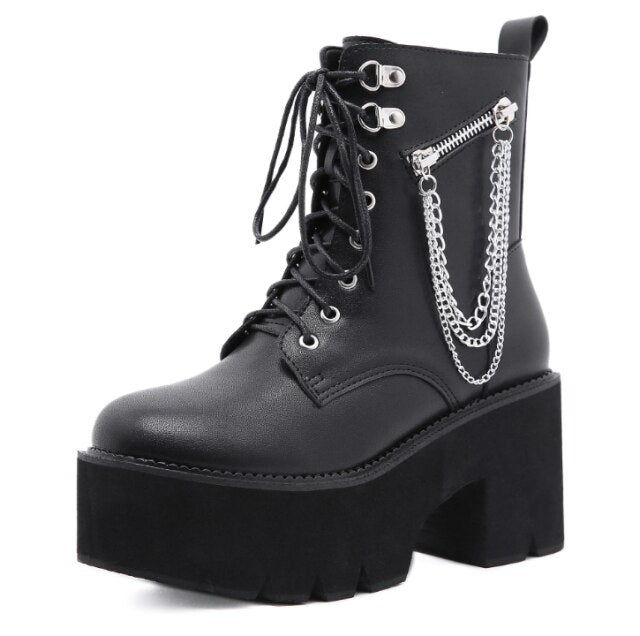 新しいファッション マーティンブーツ レディース プラットフォームシューズ リベットベルト