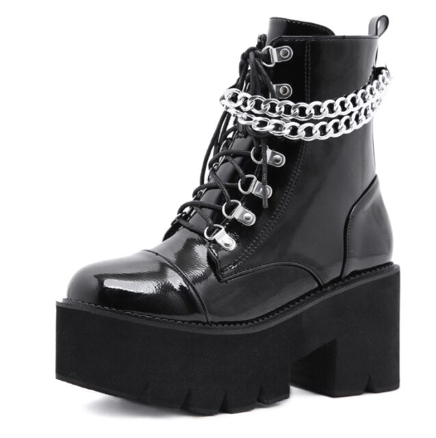 新しいファッション マーティンブーツ レディース プラットフォームシューズ リベットベルト