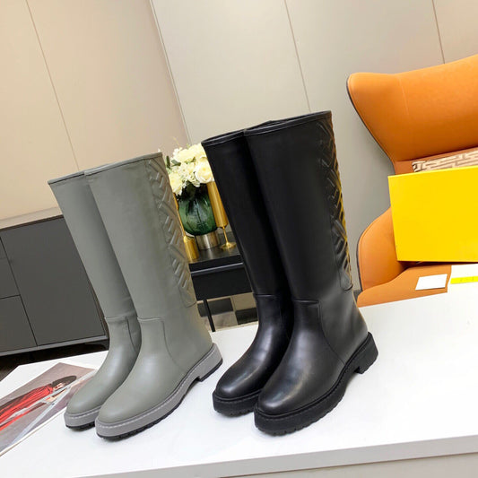 女性用ローマ本革ニーハイブーツ