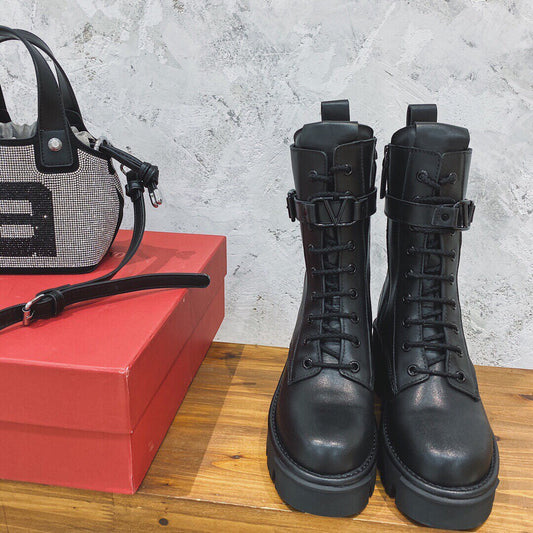 本革ミッドカーフブーツレディース