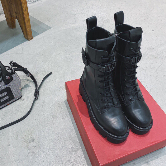 本革ミッドカーフブーツレディース