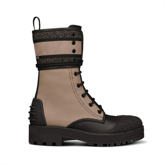 テクニカルファブリックとブラックカーフスキンのレディースブーツ