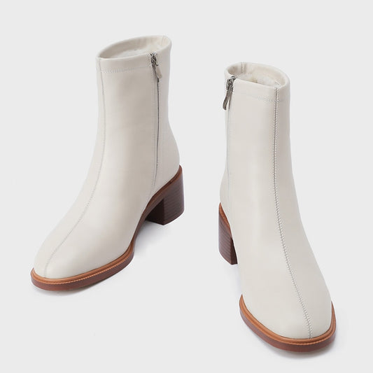 Women Wool Genuine Leather Ankle Boots