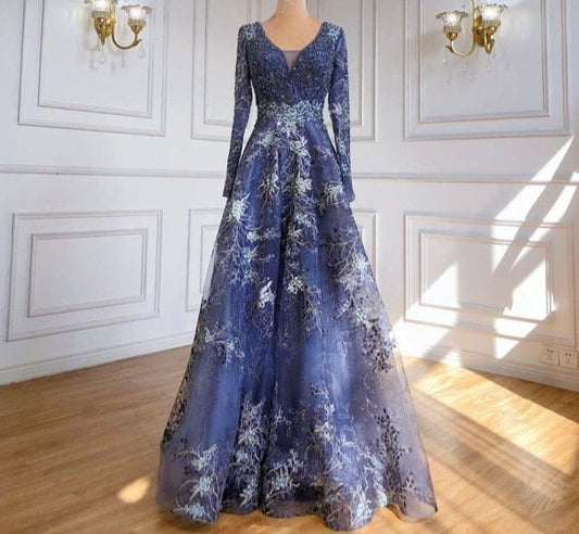 豪華なイブニングドレス ガウン ビーズ付き Aライン 輝き 女性用