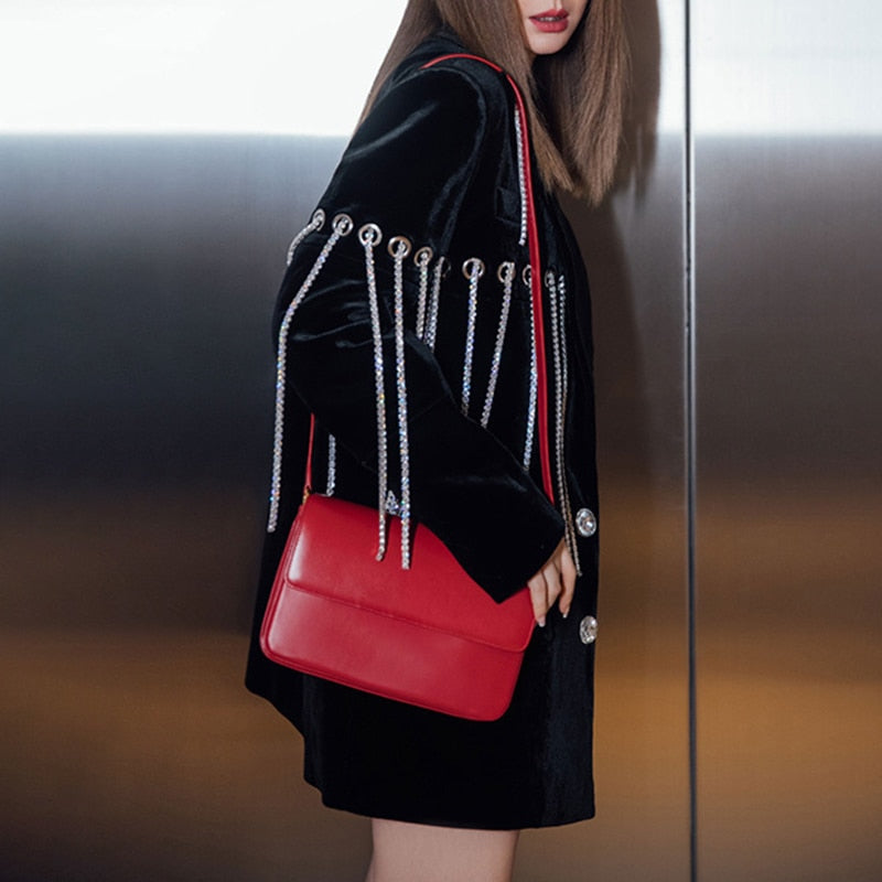 ブラック カジュアル パッチワーク ダイヤモンド タッセル レディース ジャケット