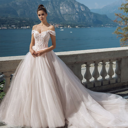 Gorgeous Beading Lace Tulle Wedding Dresses Princess Gowns