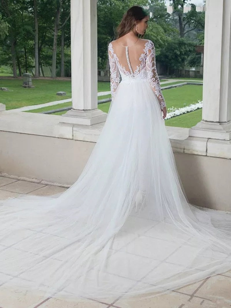 Long Sleeve Jumpsuit Wedding Dresses  Elegant