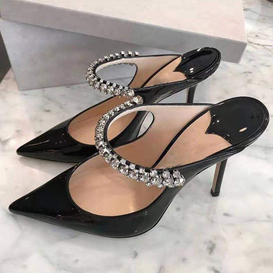 Women High Heel Mules Slip on Clogs Pointed Toe Stiletto Pumps
