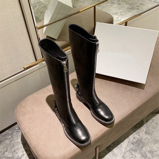 レディース ローヒール バックル パッチワーク パンク クール モーターサイクルブーツ