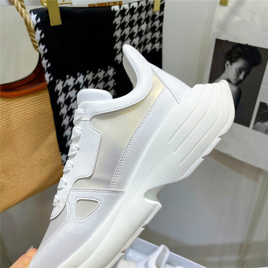 Color matching women's single shoes round toe increased thickness