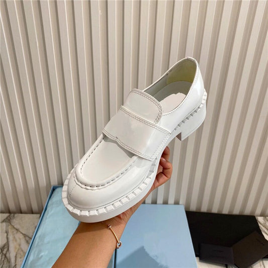 women's single shoes round toe thick-soled thick-heeled