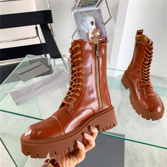 冬用レディースショートブーツ ラウンドトゥ