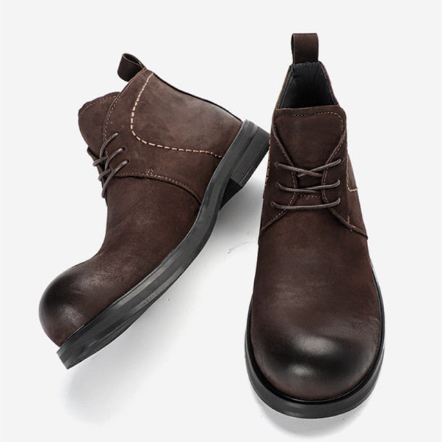 高級メンズトップレザーシンプルショートブーツ