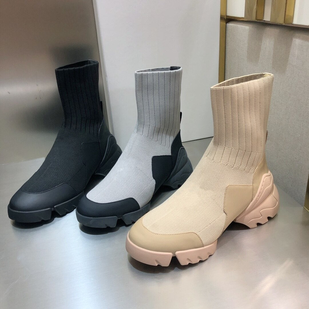 Women Autumn Winter New Knitted Stretch Sock Boots