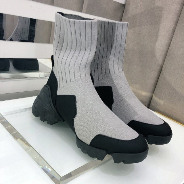 Women Autumn Winter New Knitted Stretch Sock Boots