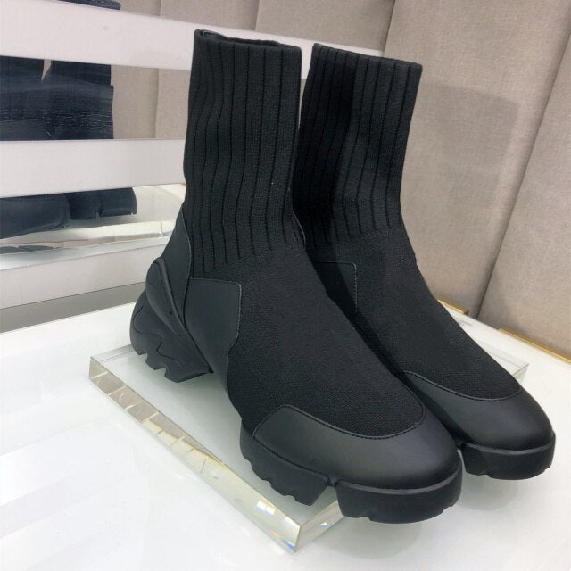 Women Autumn Winter New Knitted Stretch Sock Boots