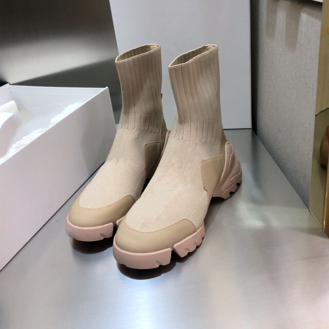 Women Autumn Winter New Knitted Stretch Sock Boots