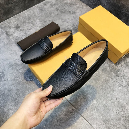 men's shoes leather British style loafers soft soled