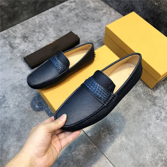 men's shoes leather British style loafers soft soled