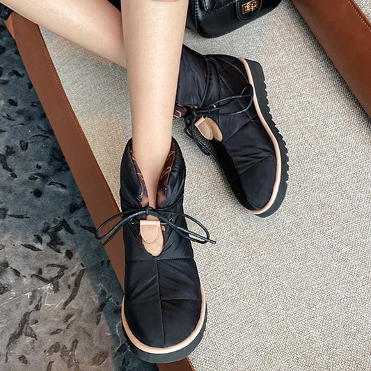 Women Snow Ankle Boots Lace Up Warm