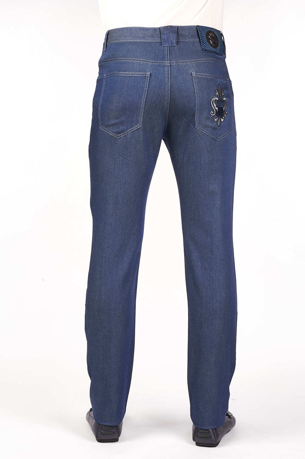 men  comfort embroidery pattern soild color jeans