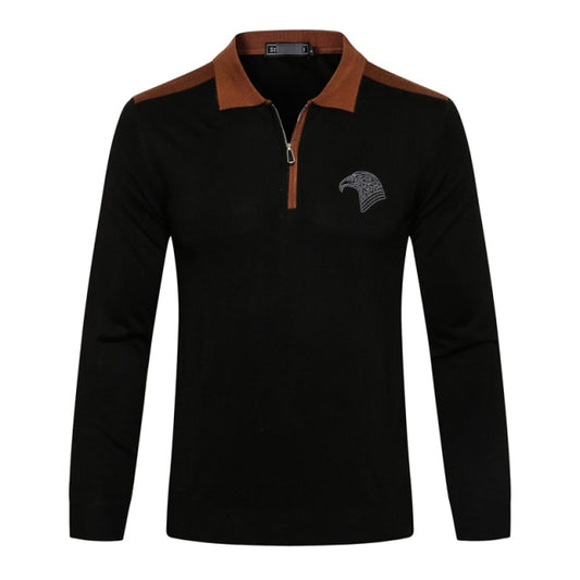 men's warm zipper Embroidery Long sleeve Sweater wool