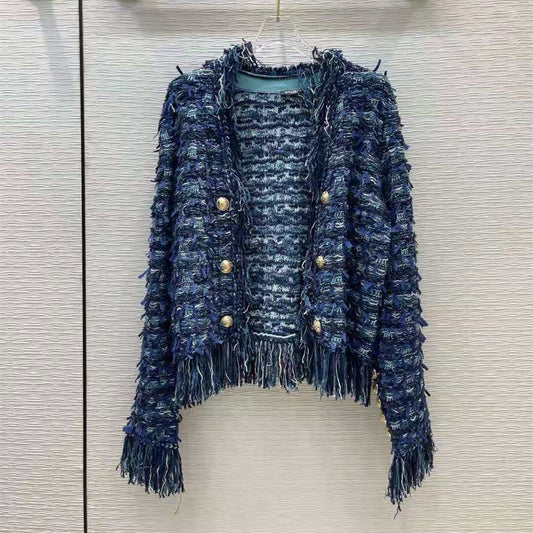 Women's O-neck Tassels Knitted Jackets