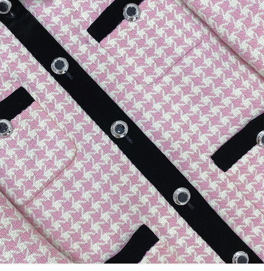 women's High quality loose plaid tweed overcoat