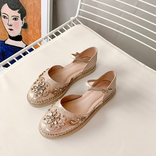 Women Genuine Leather Thick Bottom Buckle Straps Sandals