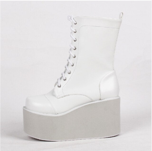 女性用バイクパンククールブーツレディースハイヒールパンプス