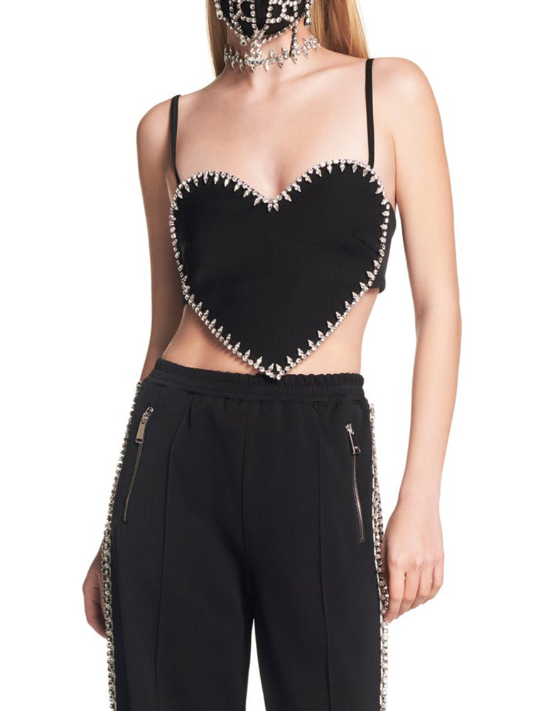 High Street Patchwork Diamond Zipper Tank Tops For Women