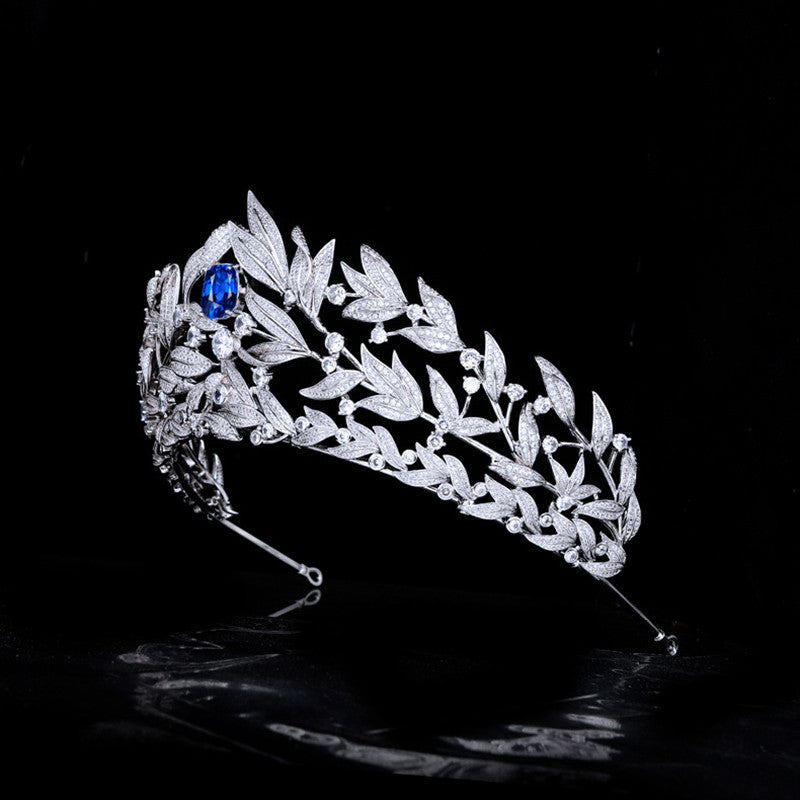 Blue Gem Bride Crown Micro-inlaid Full Zircon Bridesmaid