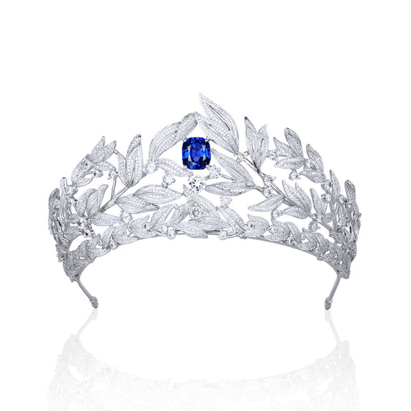 Blue Gem Bride Crown Micro-inlaid Full Zircon Bridesmaid