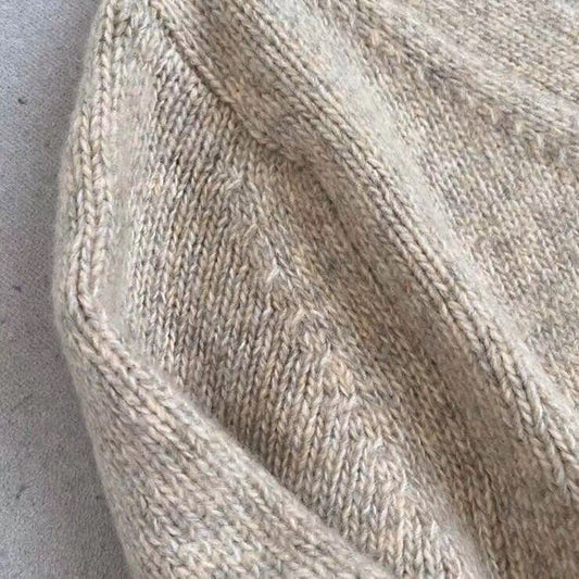 Vネックシングルボタンワイドスリーブカジュアルルーズ通気性ウールニットカーディガン