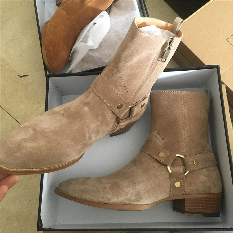 メンズ ハリー スエード タンブーツ ウェッジ ハンドメイド 高品質ブーツ