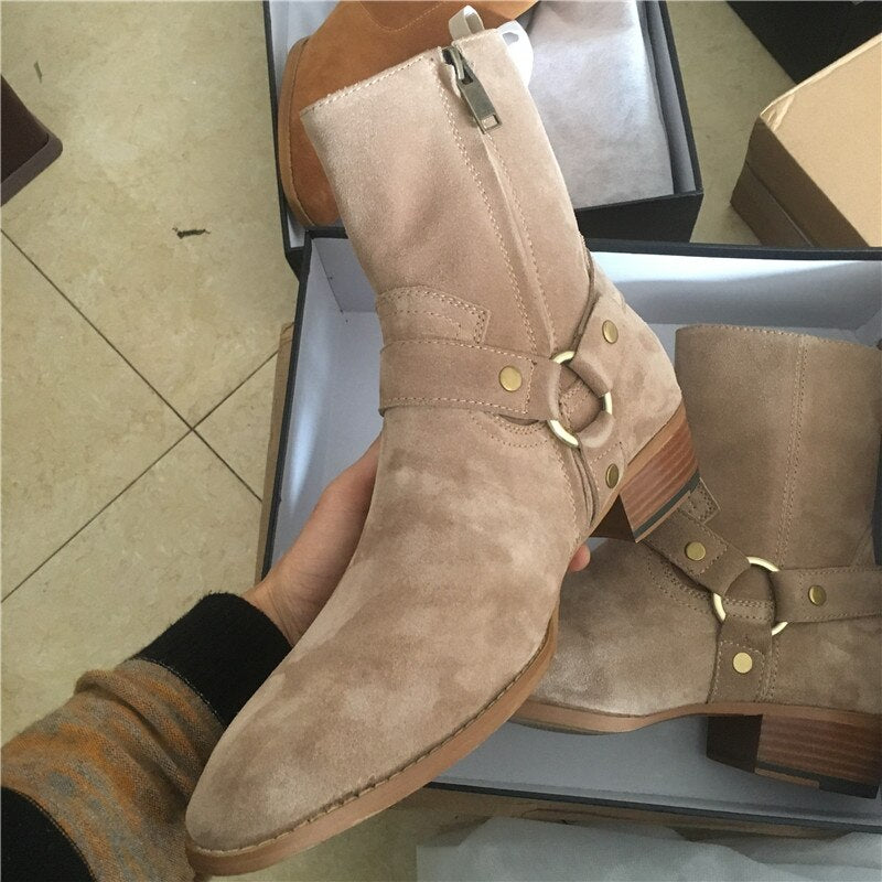 メンズ ハリー スエード タンブーツ ウェッジ ハンドメイド 高品質ブーツ