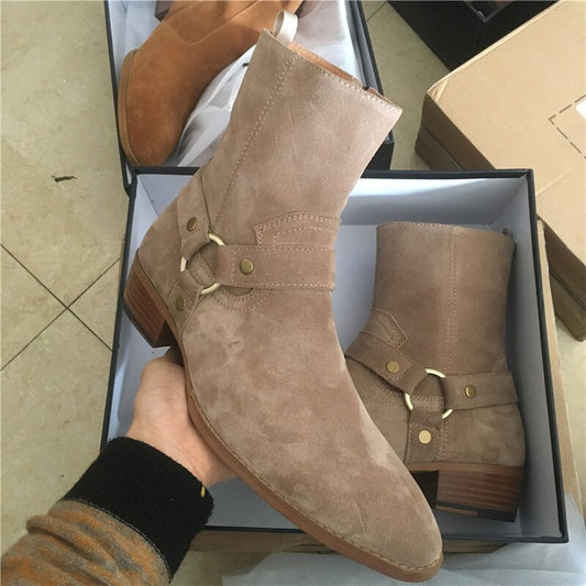 メンズ ハリー スエード タンブーツ ウェッジ ハンドメイド 高品質ブーツ