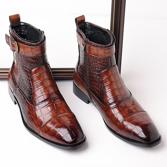 新しいヴィンテージ英国クロコダイルメンズカジュアルレザーシューズ
