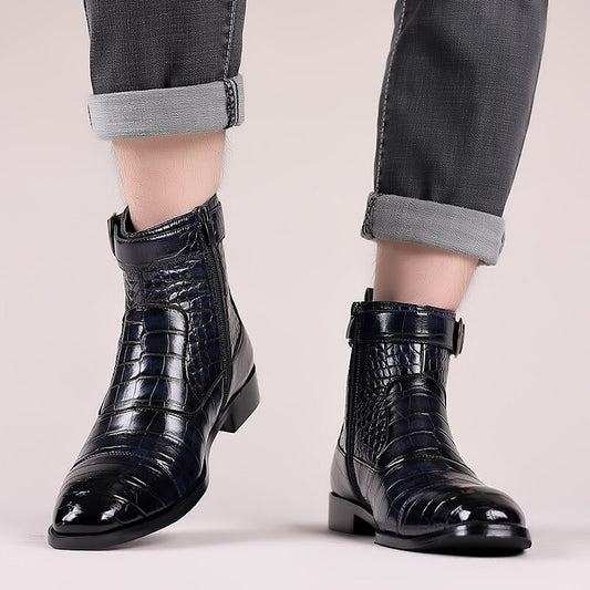 新しいヴィンテージ英国クロコダイルメンズカジュアルレザーシューズ