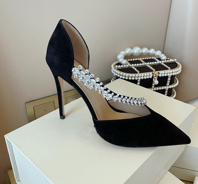 Design Suede High Heels Crystal Women Pumps