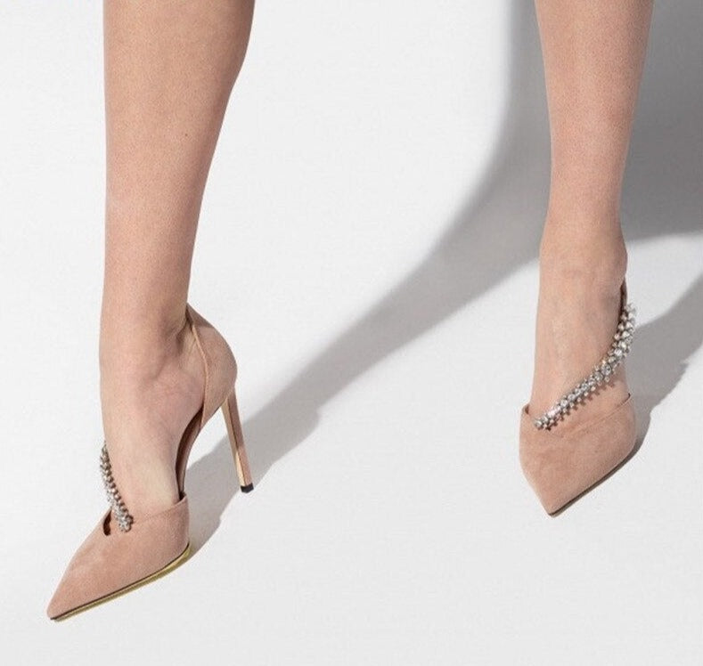Design Suede High Heels Crystal Women Pumps
