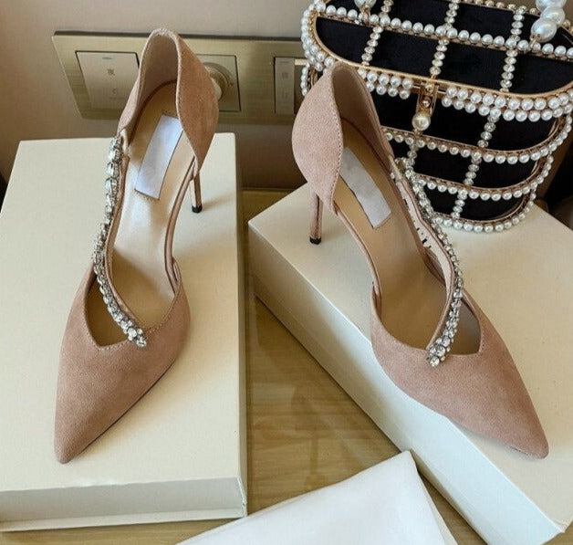 Design Suede High Heels Crystal Women Pumps