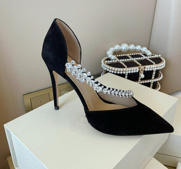 Design Suede High Heels Crystal Women Pumps