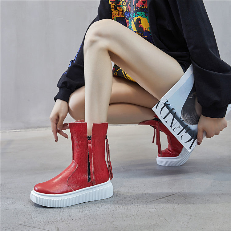 ヒップホップ ショートブーツ 個性的 フリンジ 女性