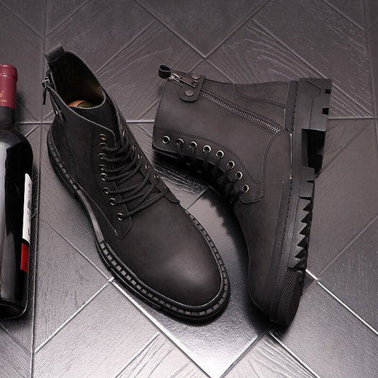 メンズ レジャー プラットフォーム ブーツ 牛革