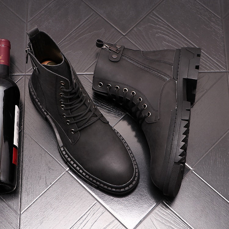 メンズ レジャー プラットフォーム ブーツ 牛革