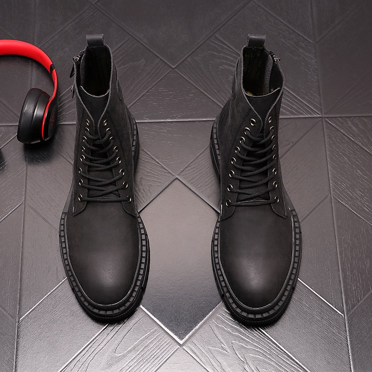 メンズ レジャー プラットフォーム ブーツ 牛革