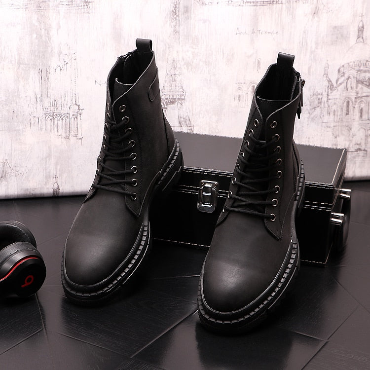 メンズ レジャー プラットフォーム ブーツ 牛革