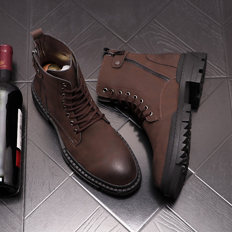 メンズ レジャー プラットフォーム ブーツ 牛革