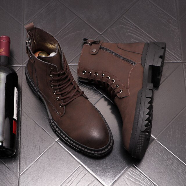 メンズ レジャー プラットフォーム ブーツ 牛革